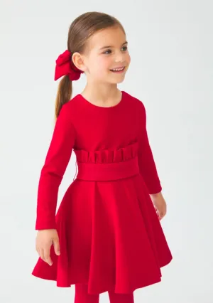 Abel & Lula Girls Holiday RED Long Sleeve Glittered Belt Knit Dress