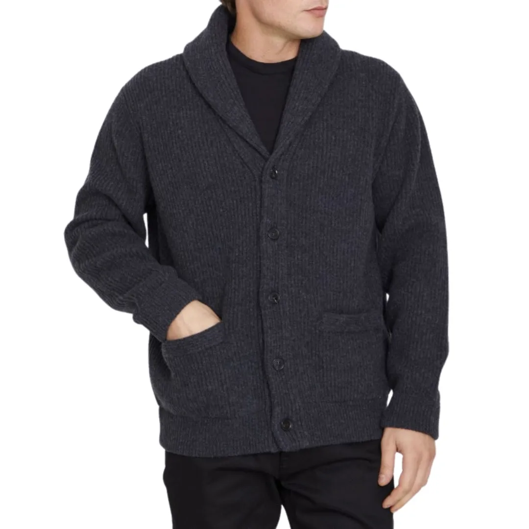 Anthracite Cashmere Wool Shawl Collar Knit Cardigan