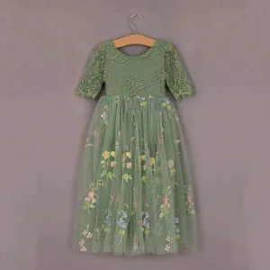 Baby Enchanted Dress - Embroidered Fern Lace