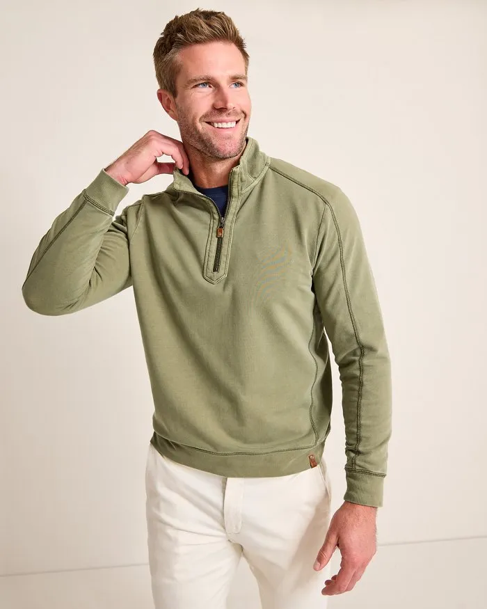 Ben & Terry Half-Zip Sweatshirt in Tea Leaf by Tommy Bahama