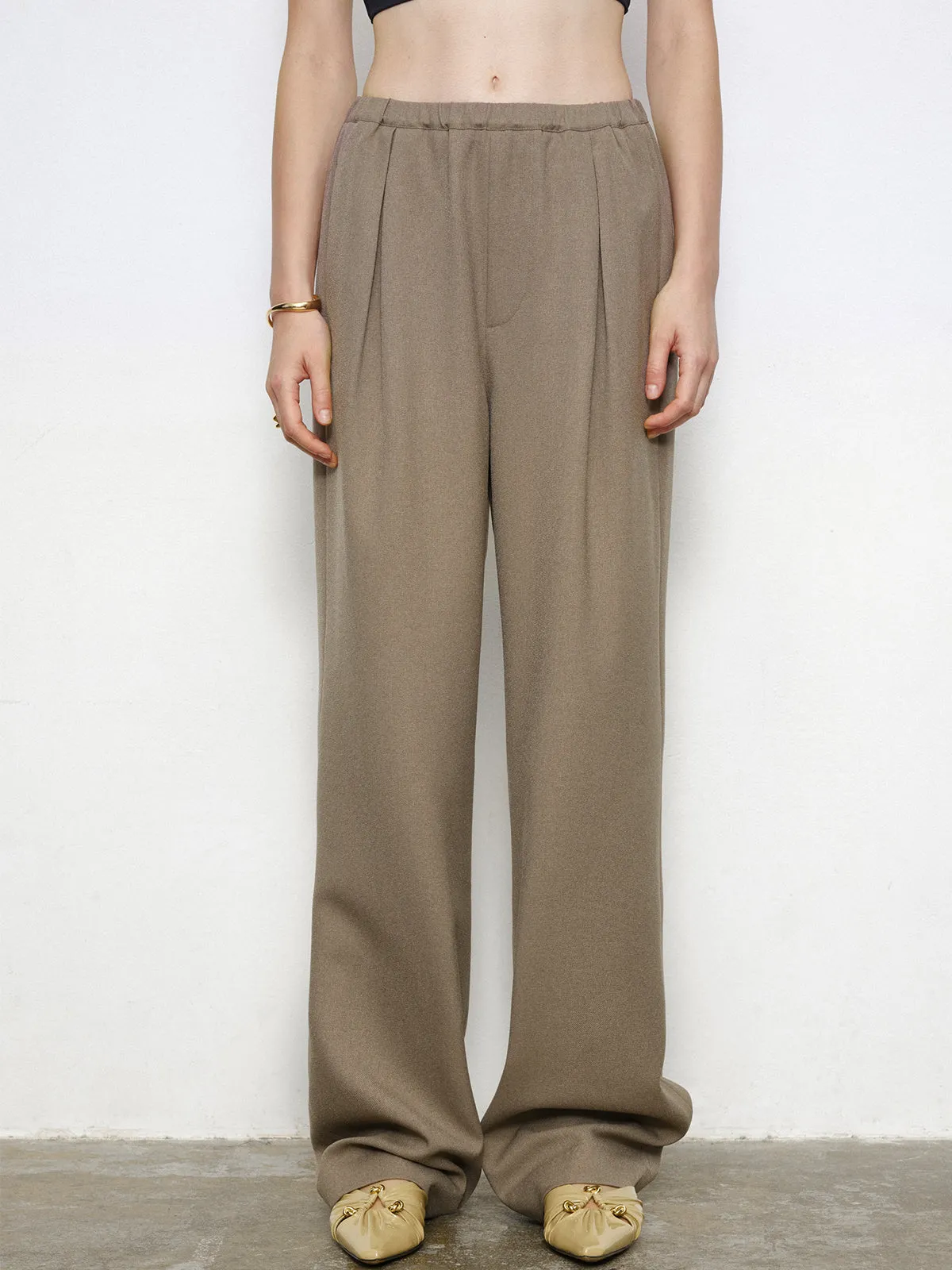 City Stroll Elastic Trendy Waistband Wide Leg Pants