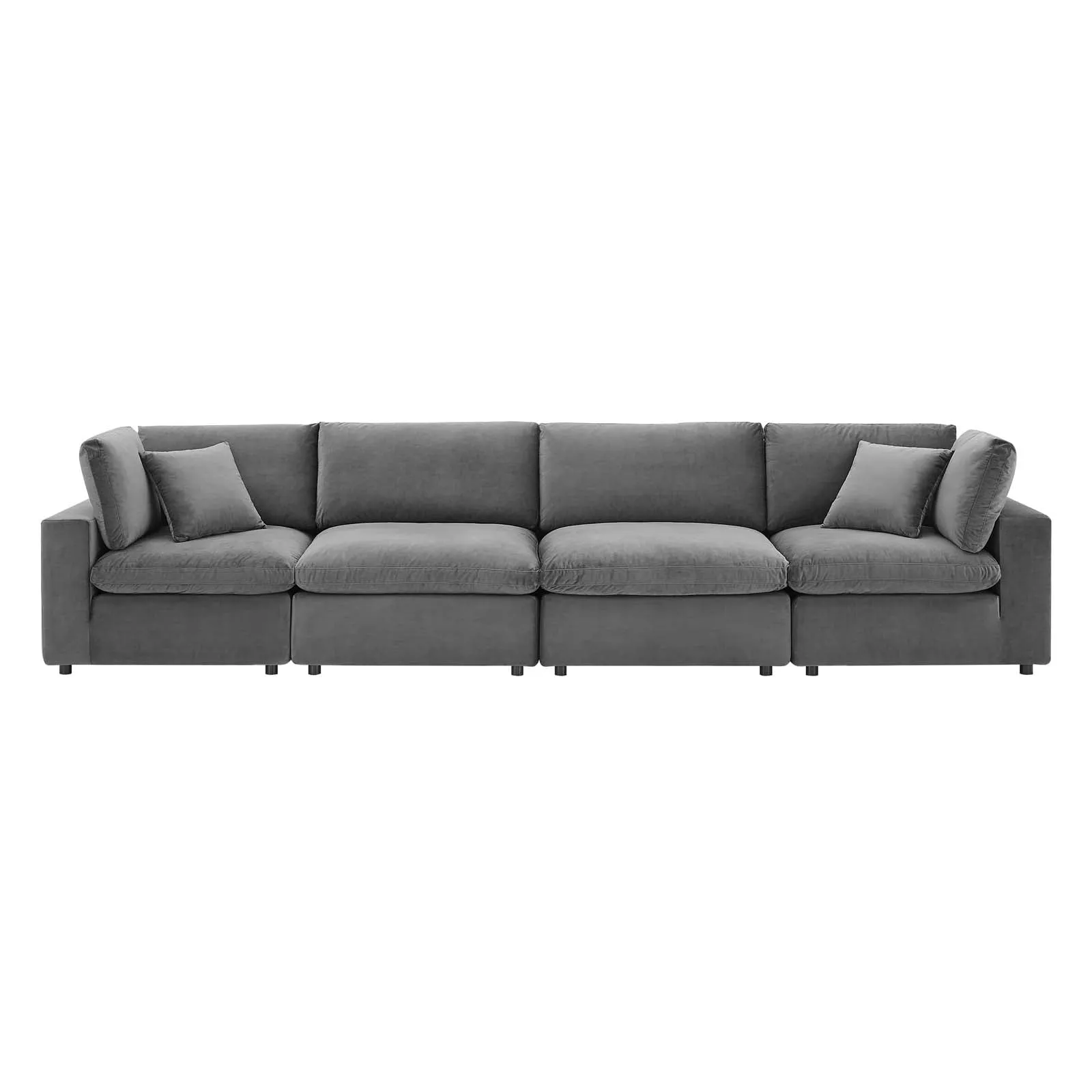 Commix Down Filled Overstuffed Performance Velvet 4-Seater Sofa