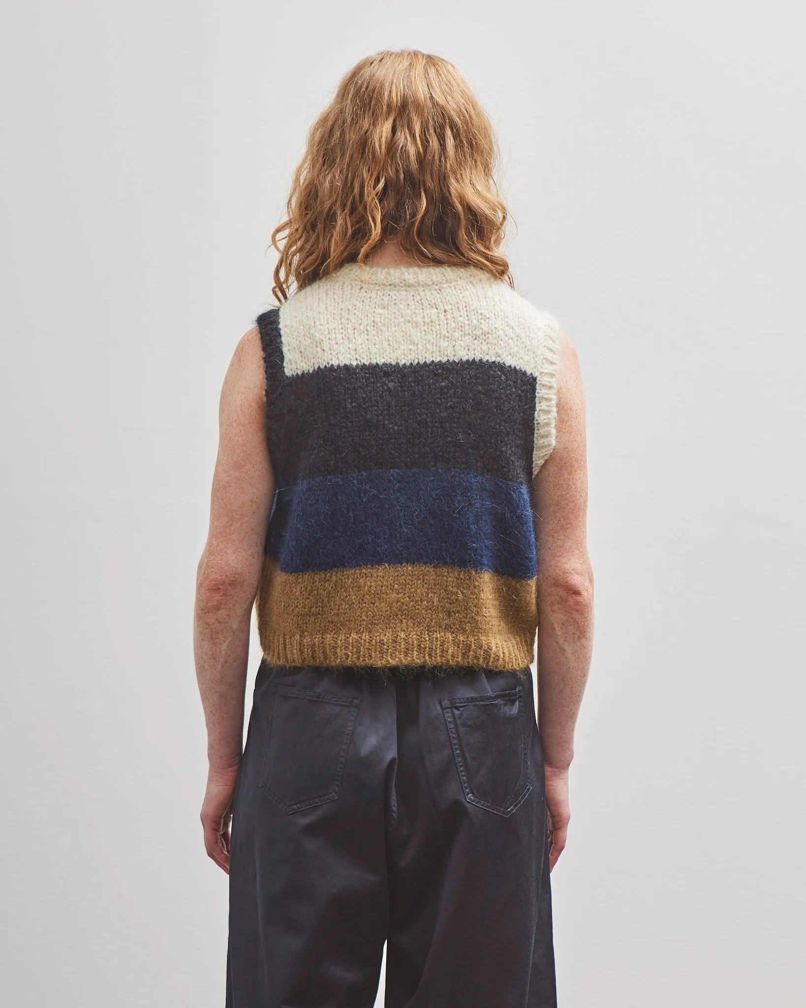 Cordera Mohair Striped Waistcoat, Brown Multi