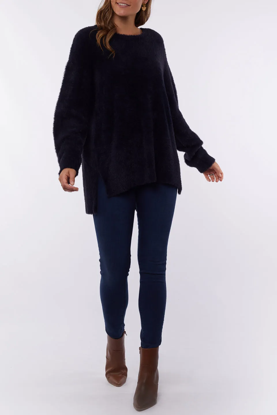 Cosy Navy Knit Crew