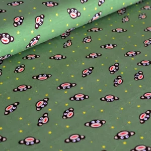 Cotton Jersey - Monkey Stars - Green