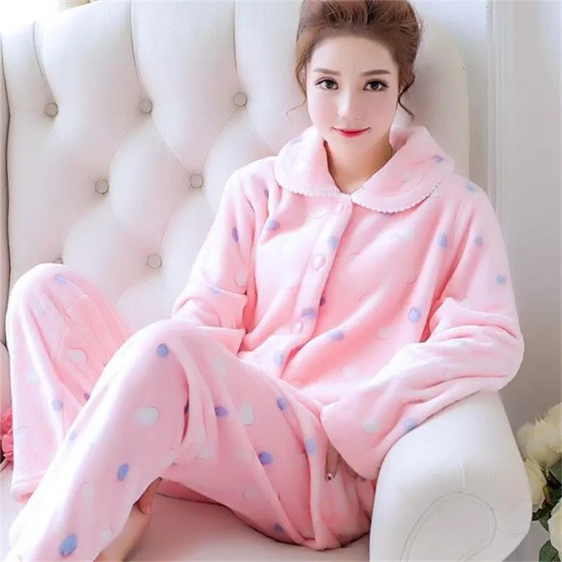 Cozy Fleece-Lined Winter Pajamas for Women