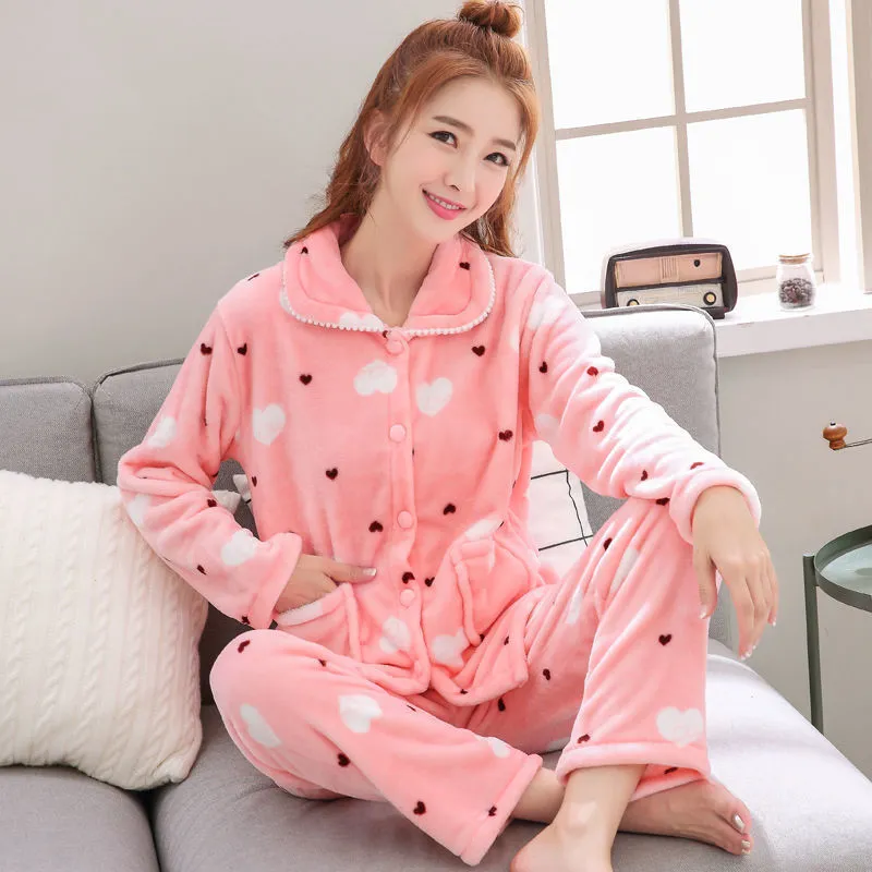 Cozy Fleece-Lined Winter Pajamas for Women