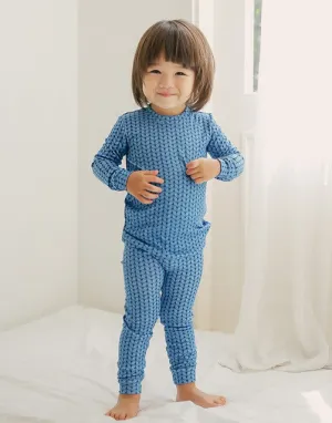 Cozy Knit Blue Long Sleeve Pajama