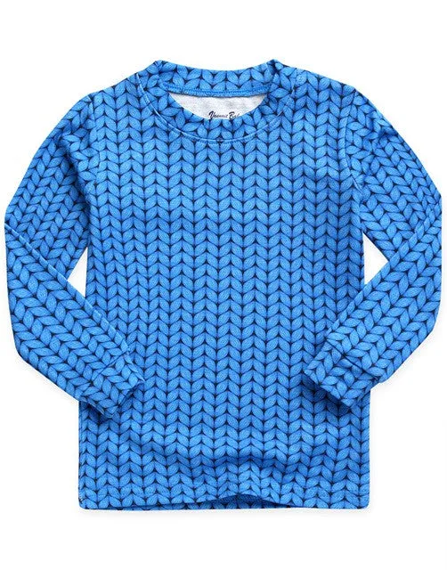 Cozy Knit Blue Long Sleeve Pajama