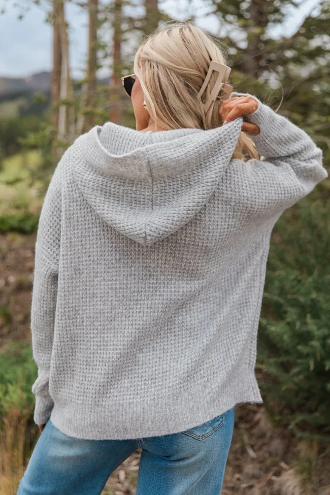 Found Your Love Grey Oversized Waffle Hooded Sweater SALE