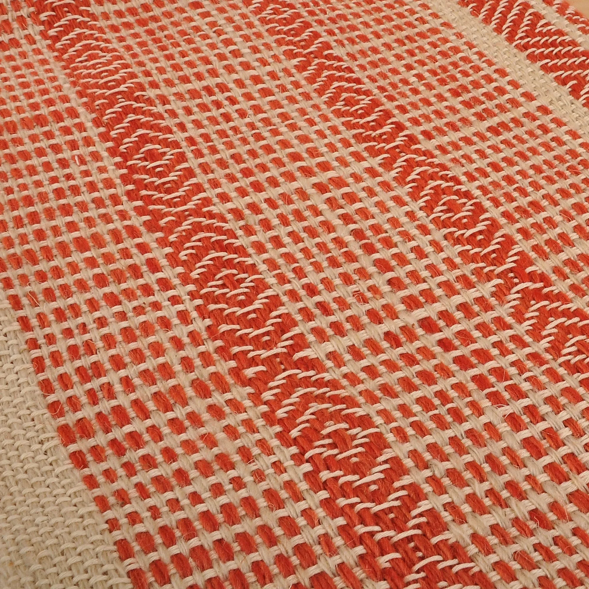 Hand-Woven Striped Wool Throw in Salmon & Ivory from Armenia - Cozy Salmon | NOVICA