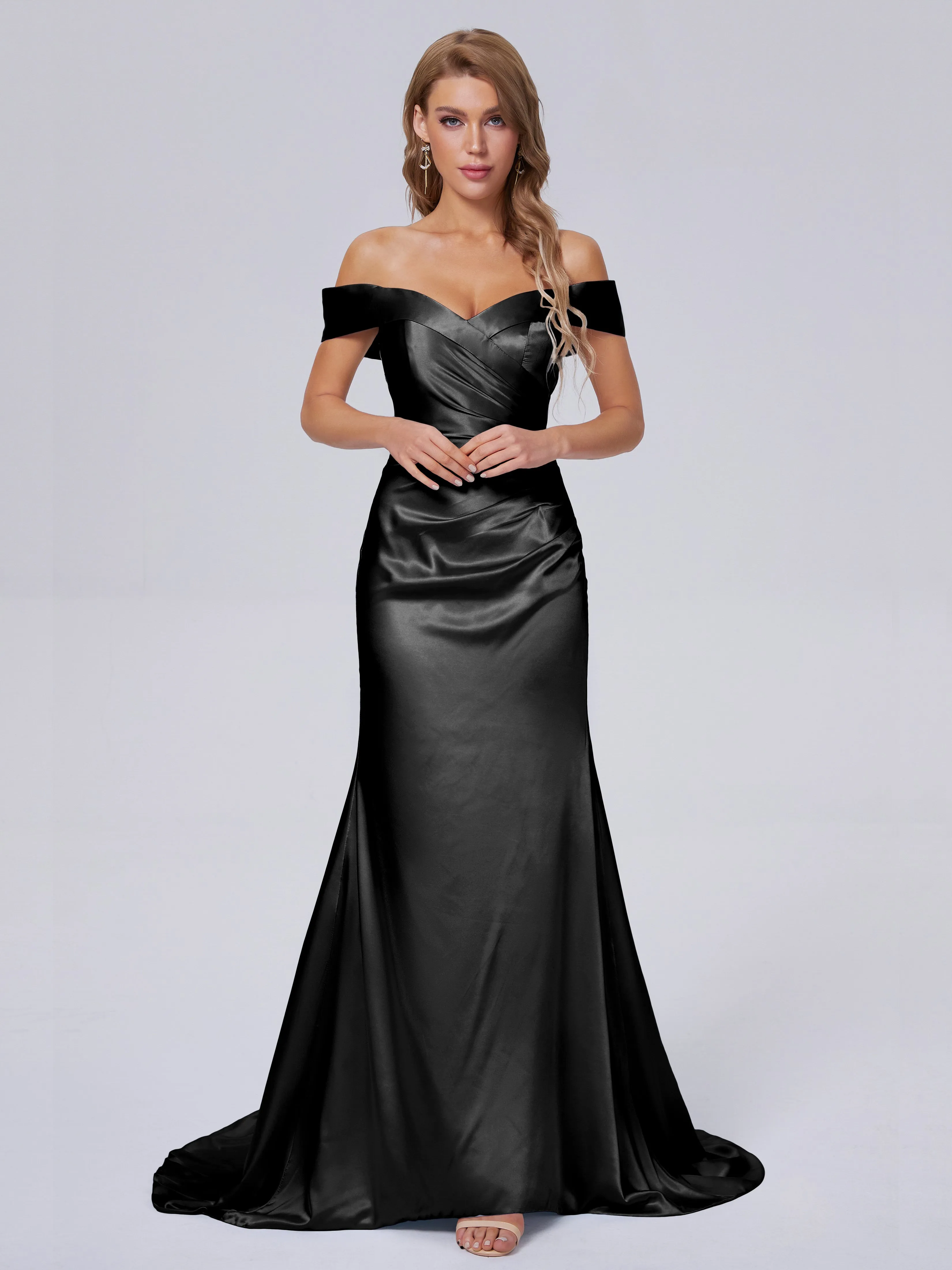 Juliette Off the Shoulder Hourglass Soft Satin Bridesmaid Dresses