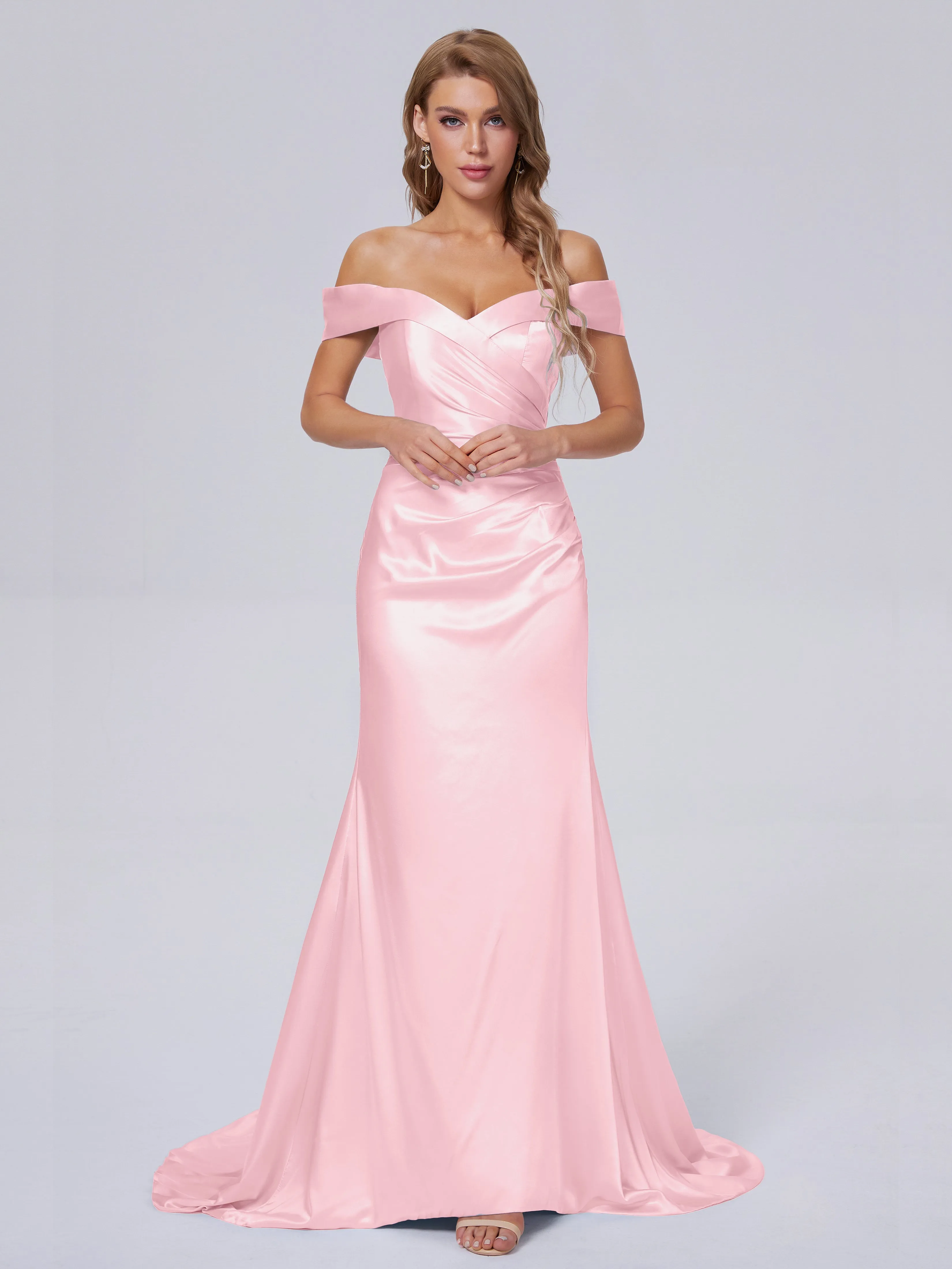 Juliette Off the Shoulder Hourglass Soft Satin Bridesmaid Dresses