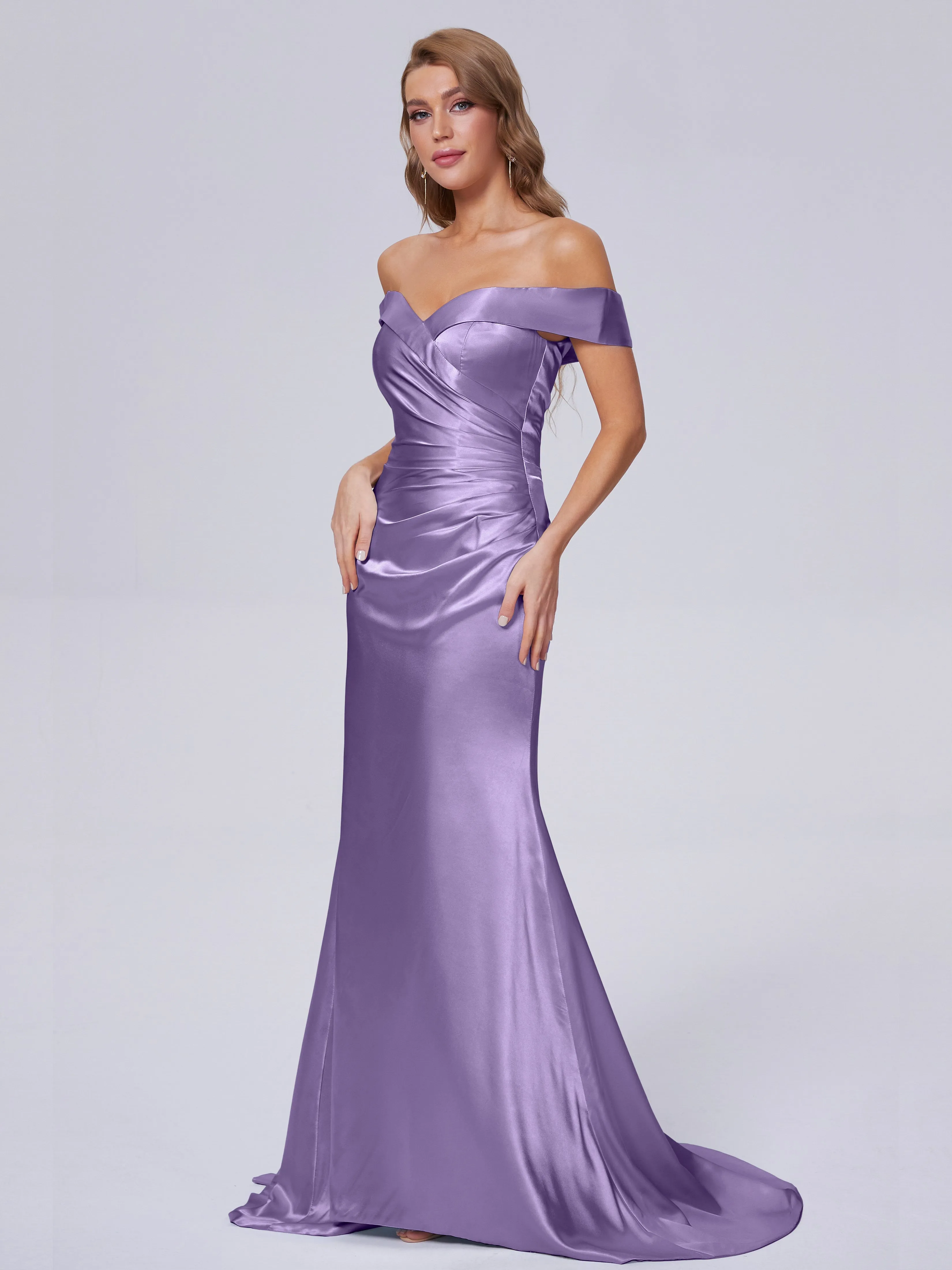 Juliette Off the Shoulder Hourglass Soft Satin Bridesmaid Dresses