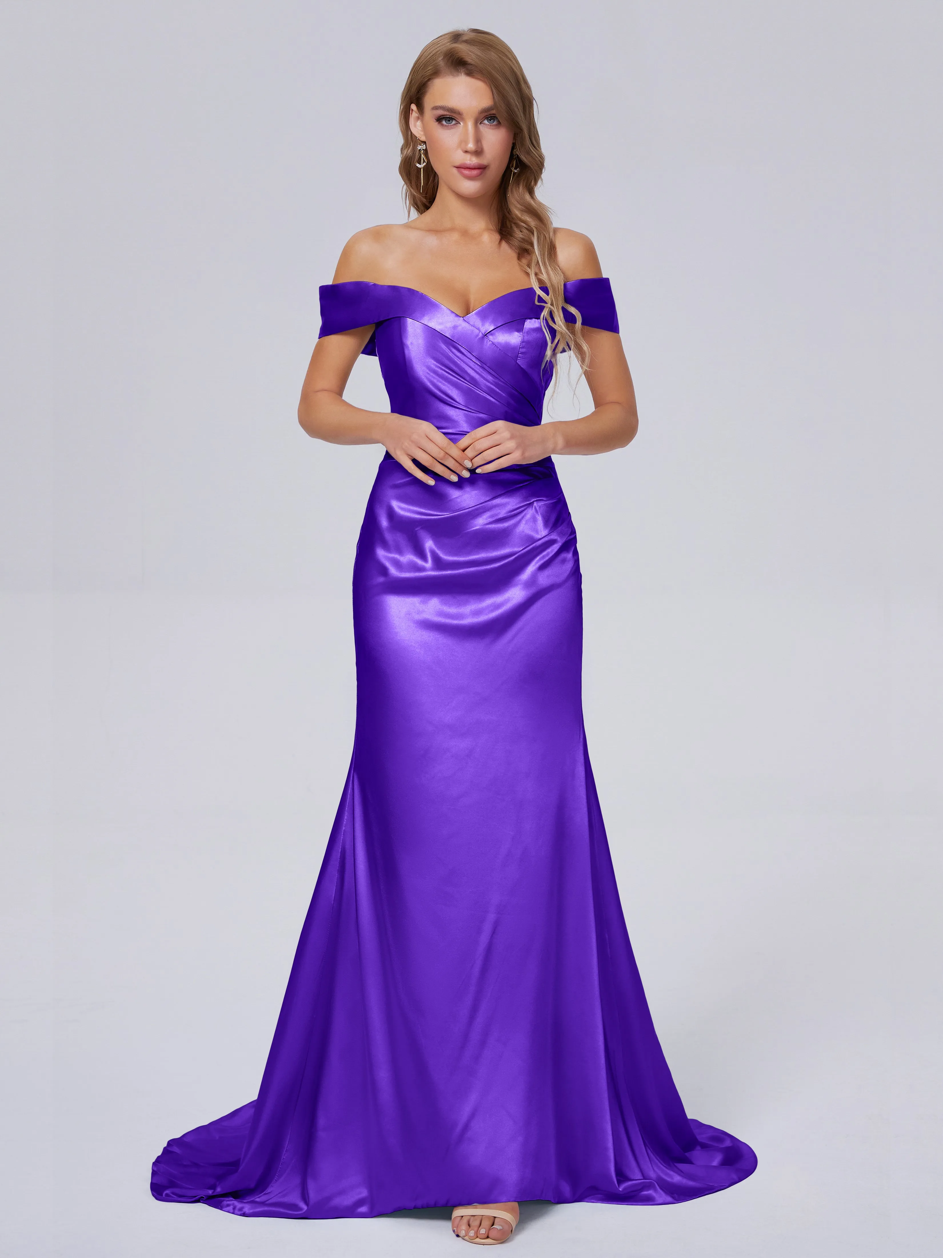 Juliette Off the Shoulder Hourglass Soft Satin Bridesmaid Dresses