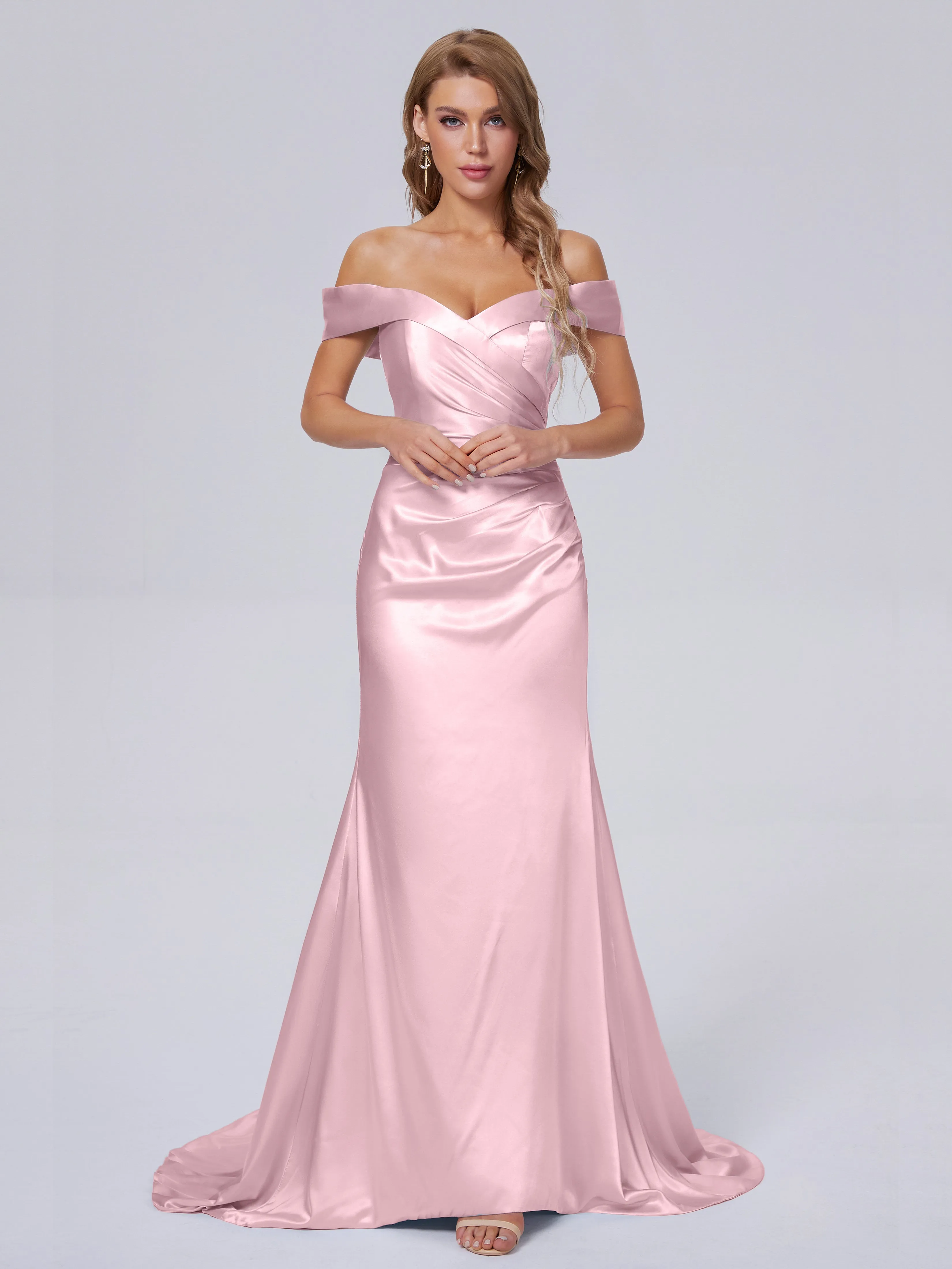 Juliette Off the Shoulder Hourglass Soft Satin Bridesmaid Dresses