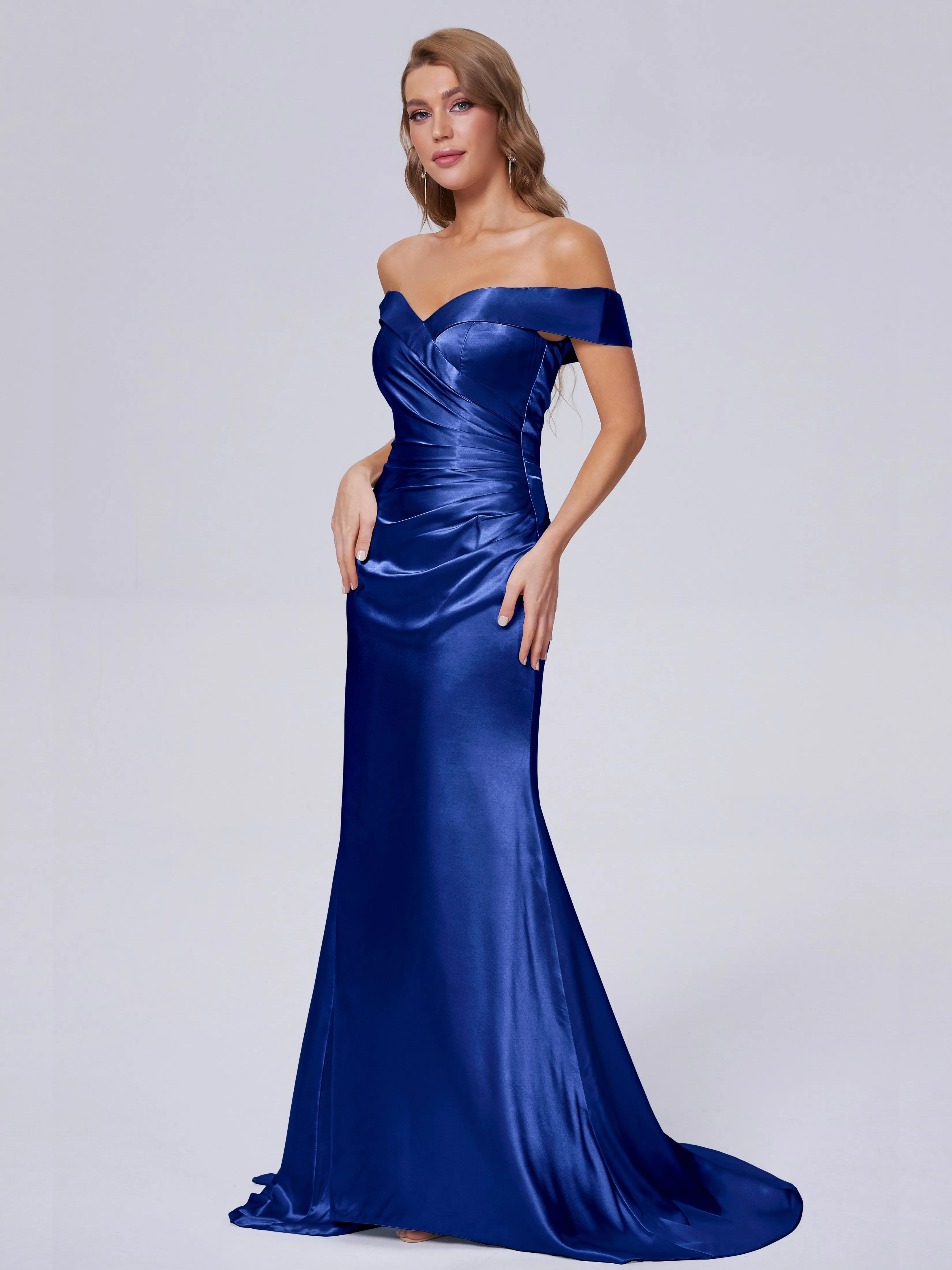 Juliette Off the Shoulder Hourglass Soft Satin Bridesmaid Dresses