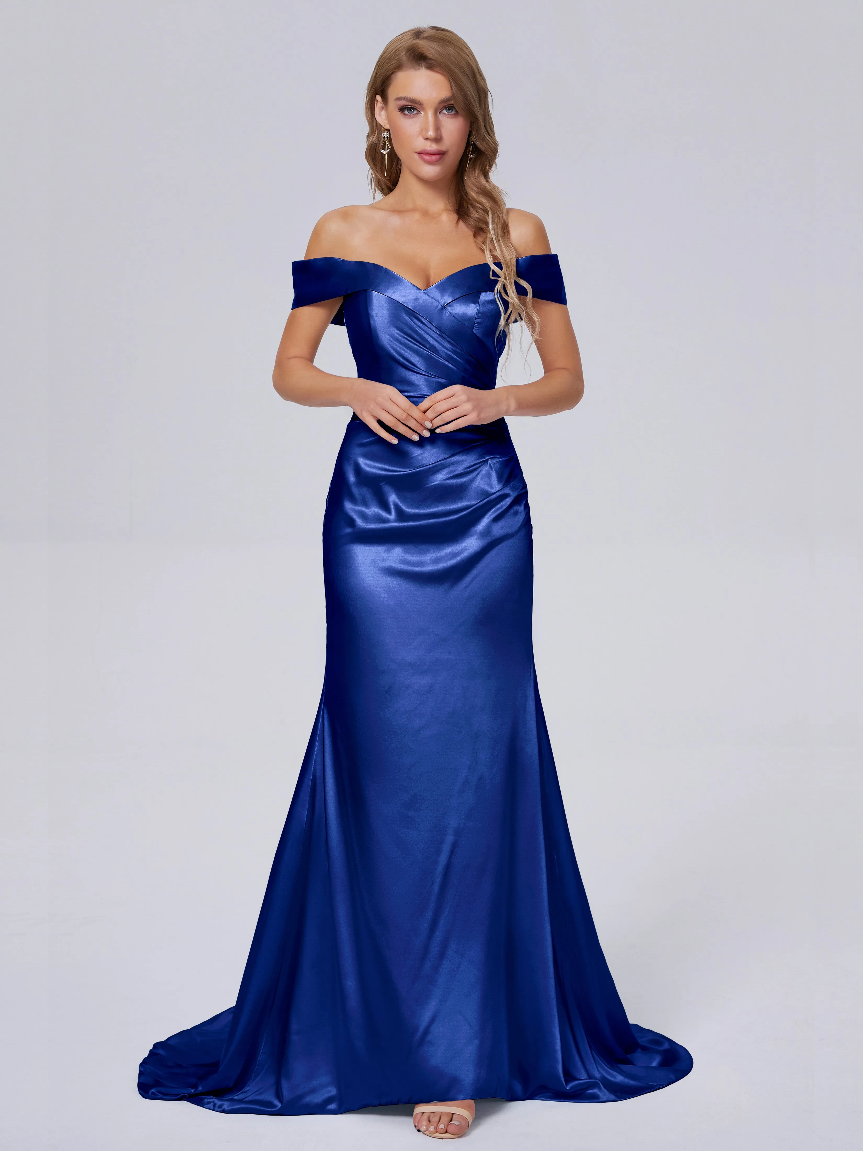 Juliette Off the Shoulder Hourglass Soft Satin Bridesmaid Dresses