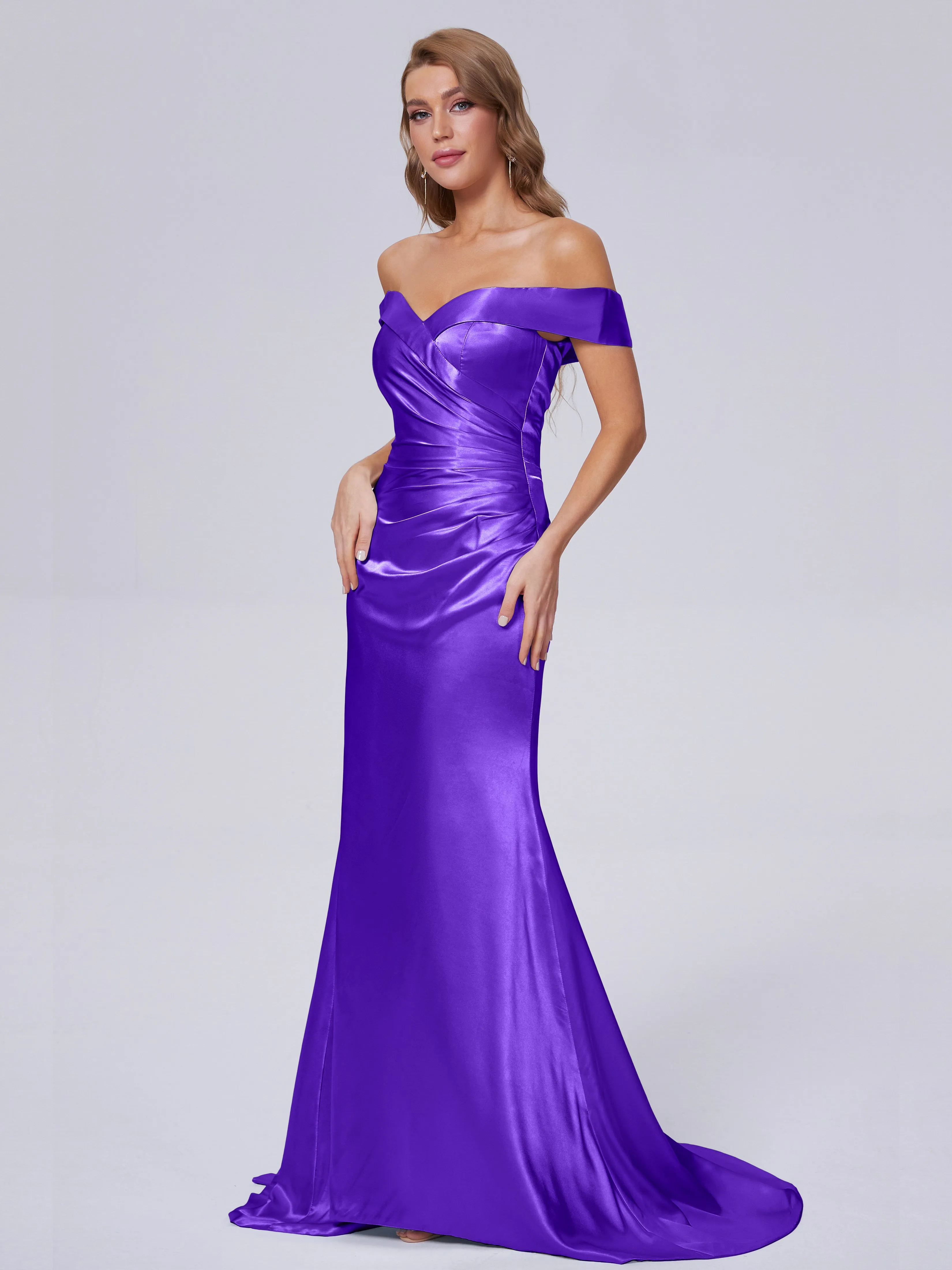 Juliette Off the Shoulder Hourglass Soft Satin Bridesmaid Dresses