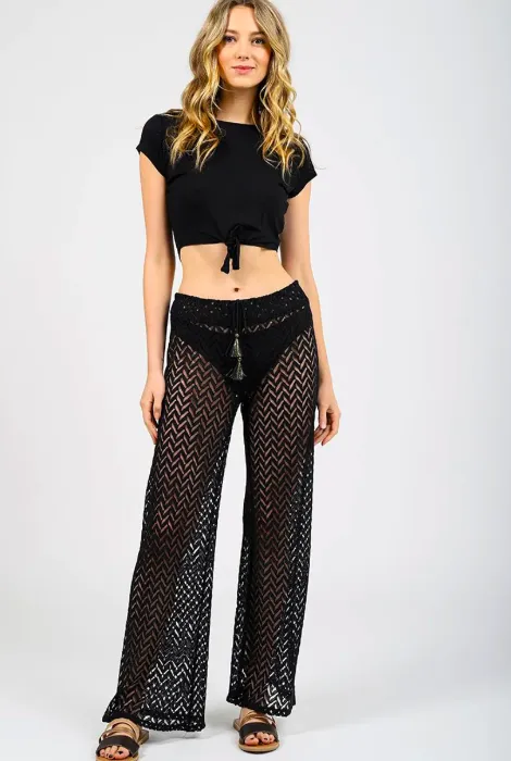 KOY RESORT ZUMA WIDE LEG PANT BLACK