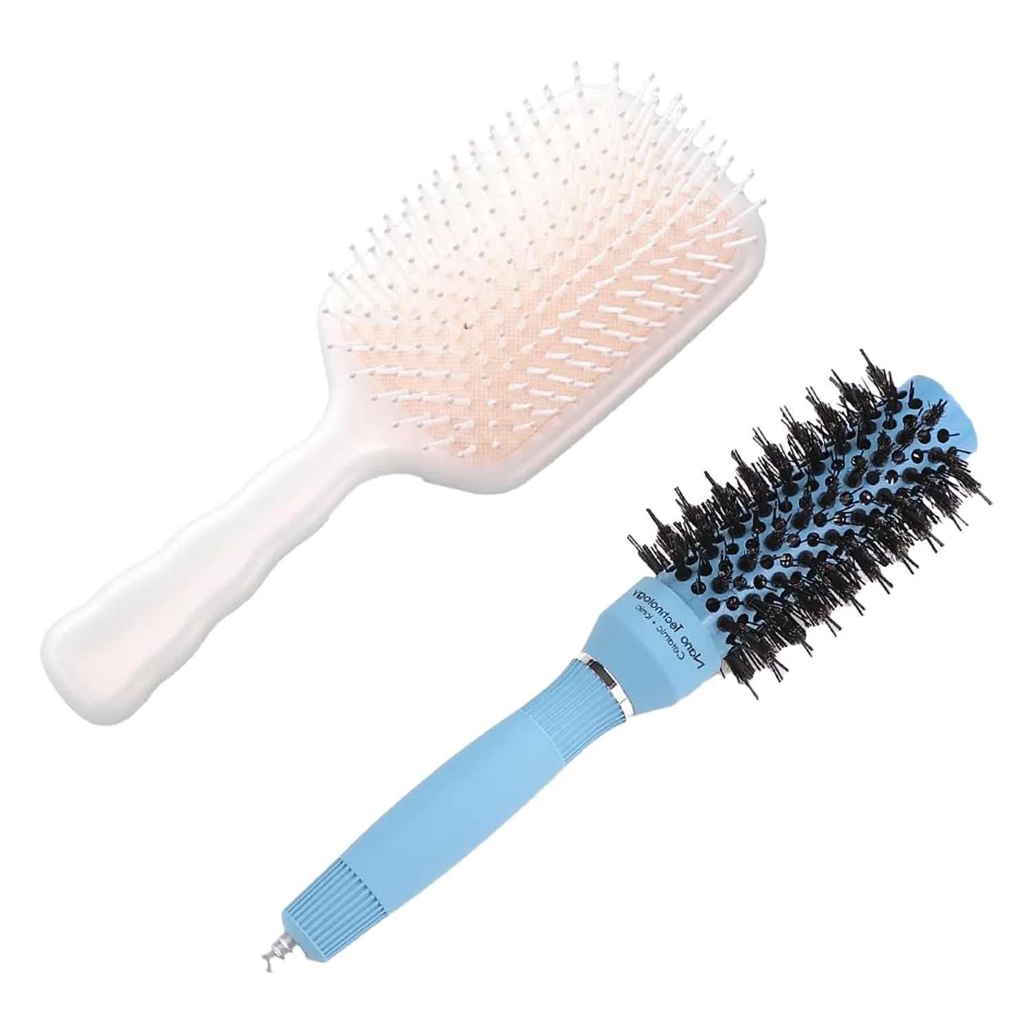 Kuber Industries Hair Brush | Bristles Brush | Hair Brush with Paddle | Sharp Hair Brush for Woman | Suitable For All Hair Types | TGX5232-XH45BGE | Ice Blue & Beige