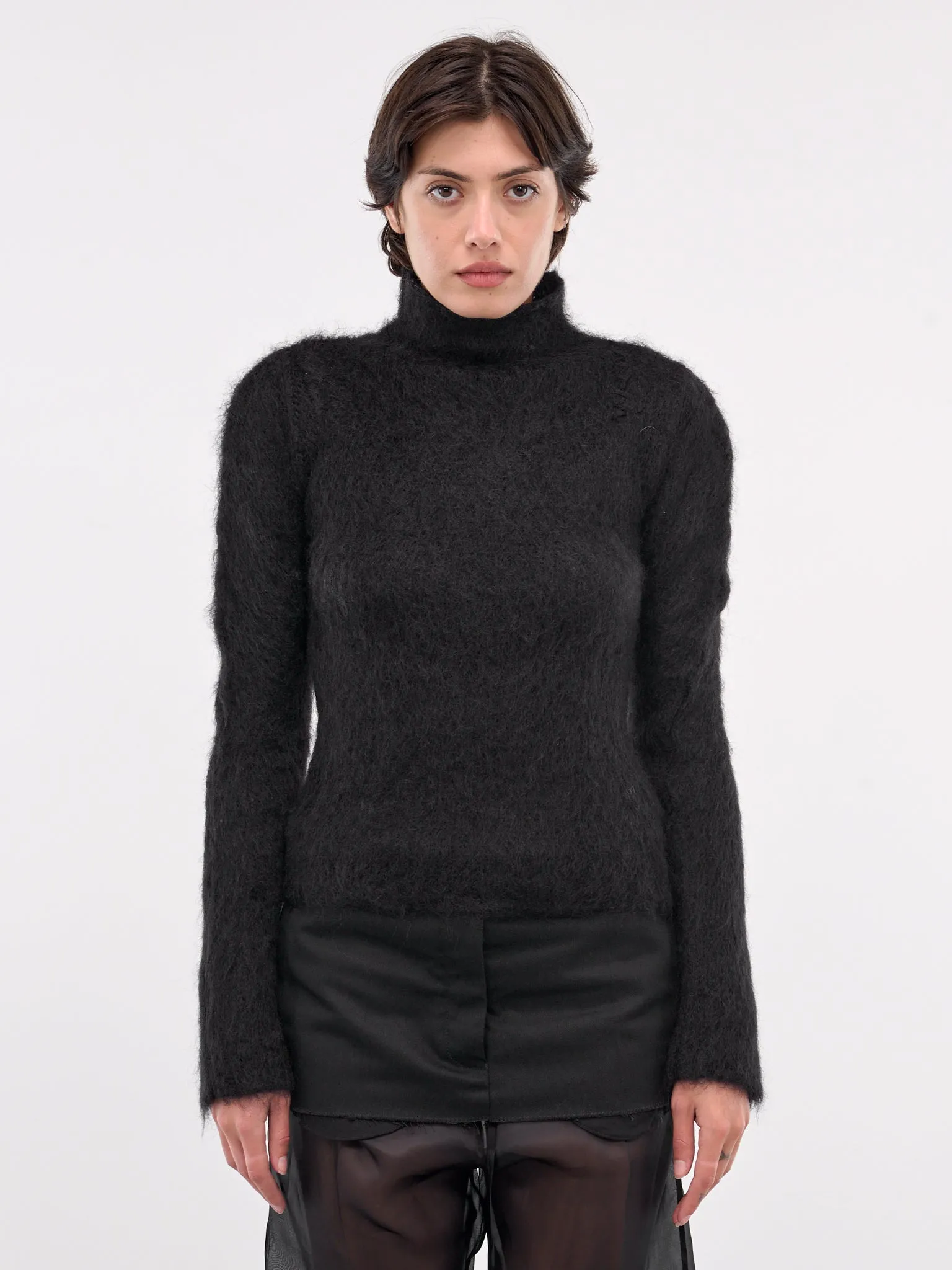 Mohair-Nylon Turtleneck Sweater (DVMD0180A0-UFU172-BLACK)