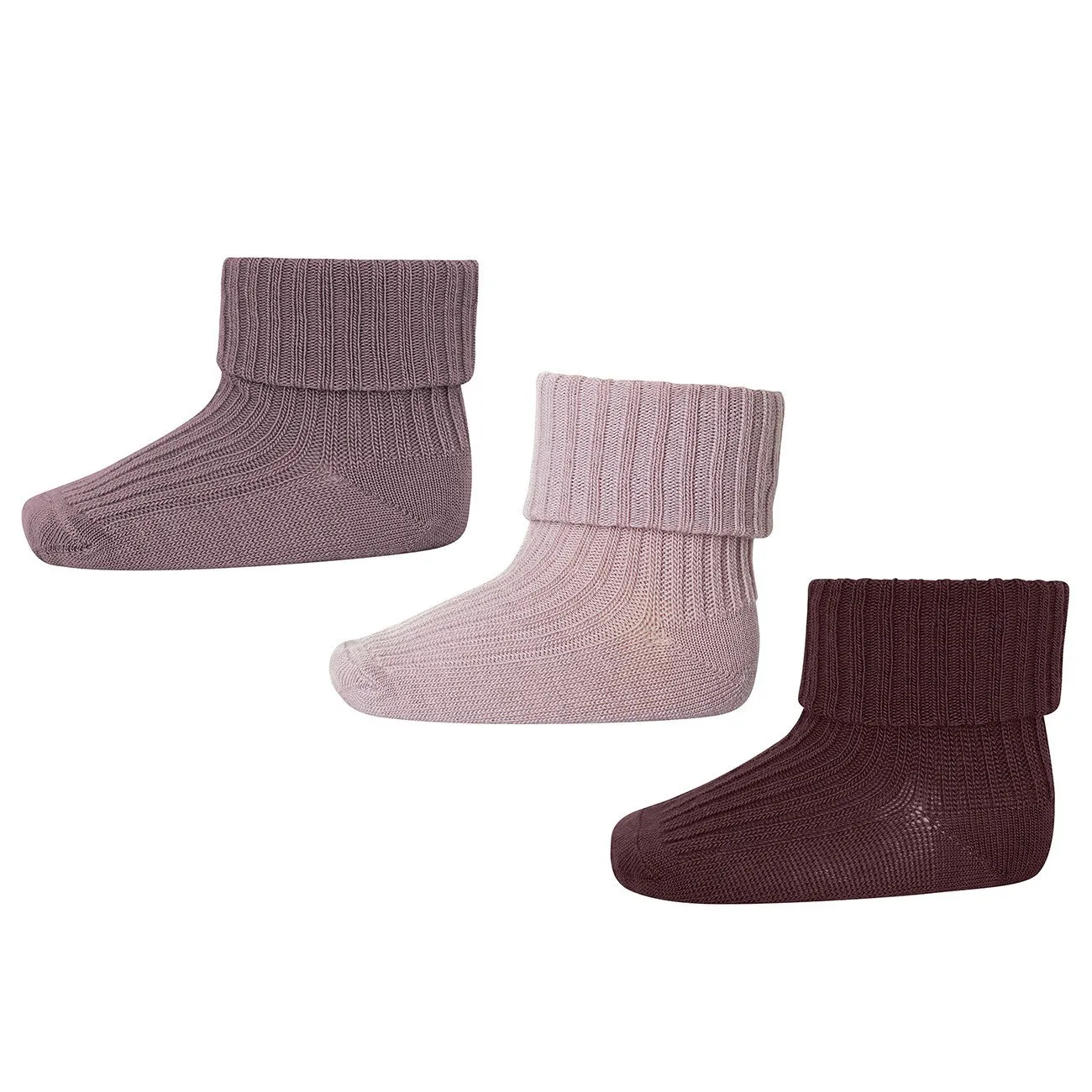 Mp Danmark Wool Ribbed Socks - 3-pack Wood Rose