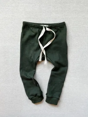 organic cotton drawstring leggings - pine