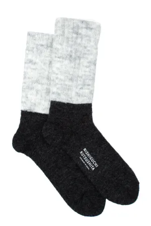 Oslo Mohair Wool Pile Sock | Black and Marle