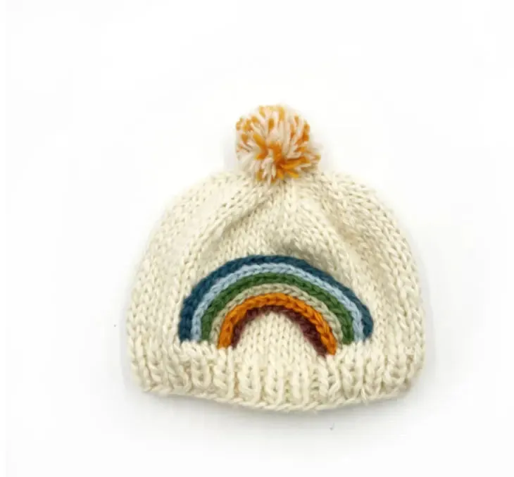 Pebble Merino Wool Knitted Rainbow hat