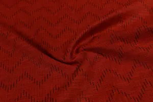 Red & Black Chevron Cotton Tussar Fabric