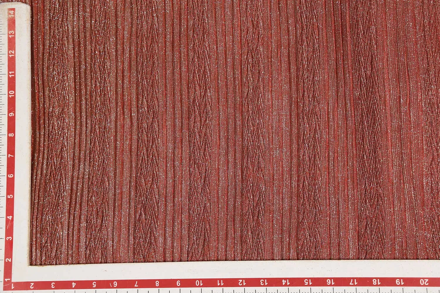 Rust Pleated Glitter Knit Fabric