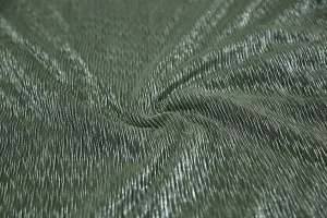 Silver Foil on Olive Foil Print Pleated Knit Fabric