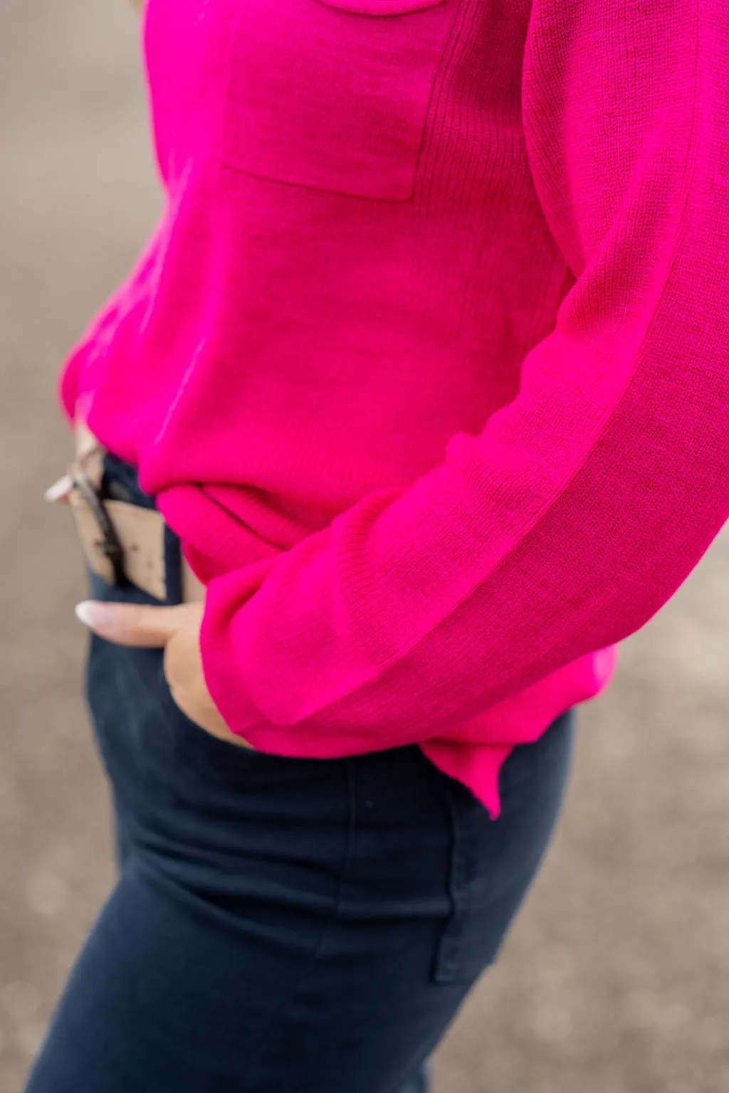 Solid Pocket Knit Sweater