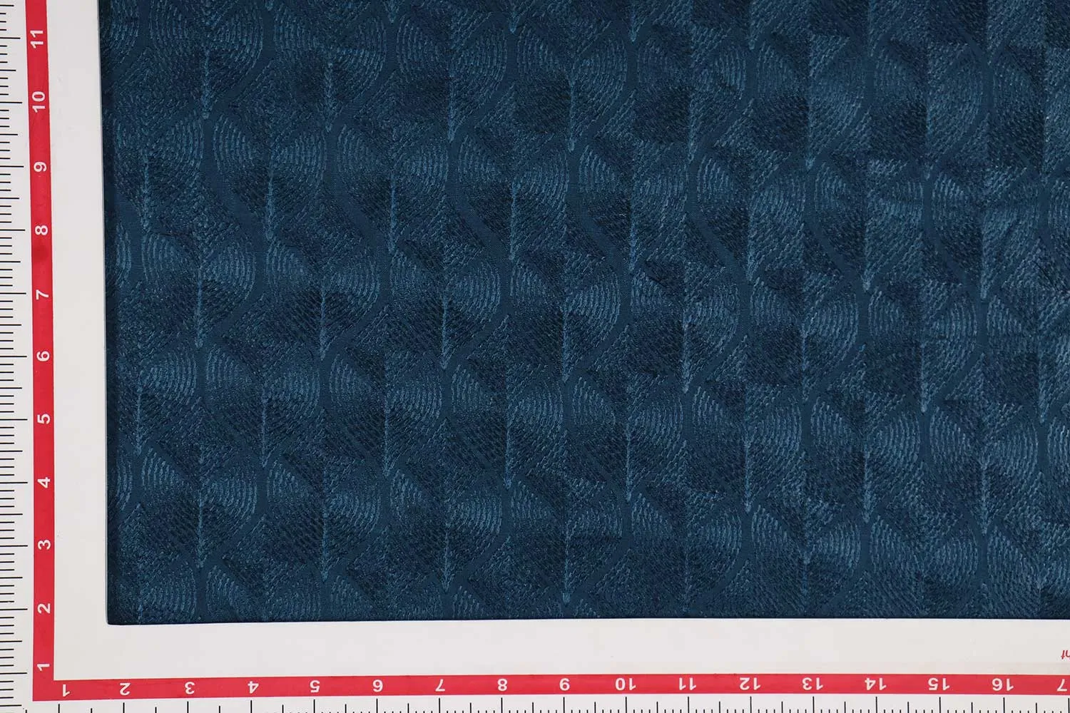 Teal Blue Traditional Rayon Spun Jacquard Fabric