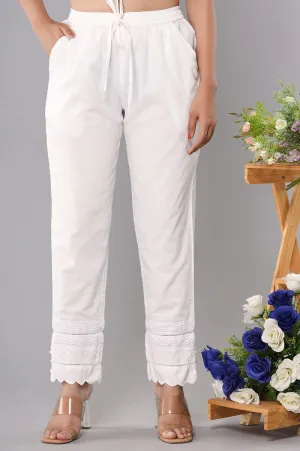 Trendy White Laced Pant (set of 1)