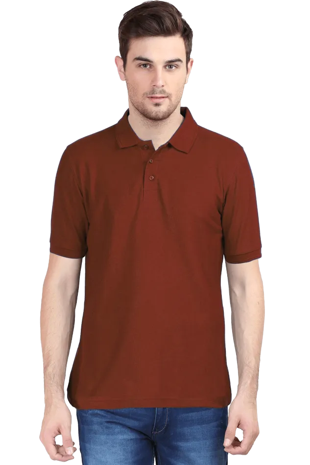 Unisex Brick Red Cotton Polo T-Shirt