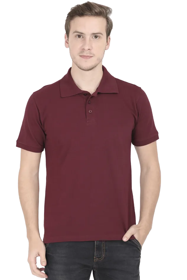 Unisex Brick Red Cotton Polo T-Shirt