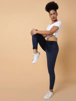 Women Solid Navy Blue Track Pant