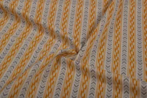 Yellow & White Printed Cotton Cambric Fabric